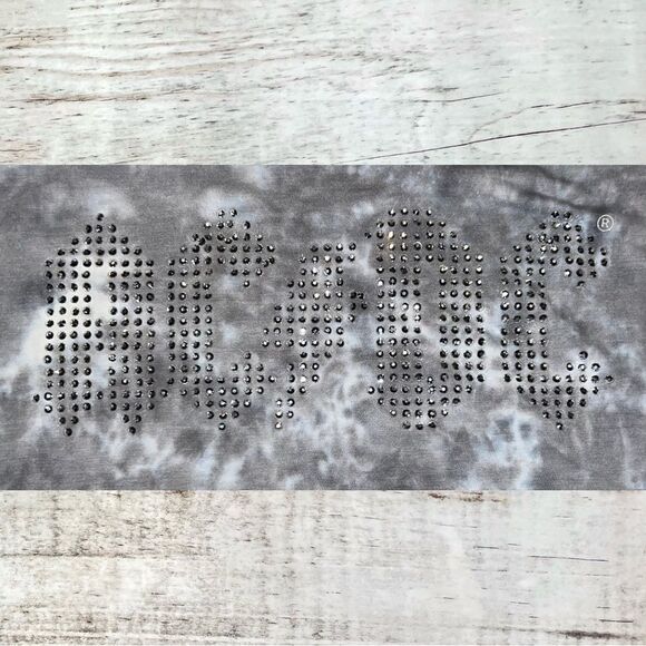 AC/DC Gray Tie Dye Embellished Rhinestone Studded Crop Top Women’s Medium - Picture 4 of 6